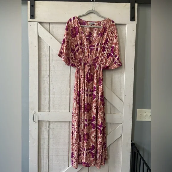 Floral Maxi Dress in Pink and Purple - Picture 1 of 5